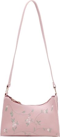 Generic Fashion Women Artificial Leather Embroidery Underarm Bag Phone Bag Shoulder Bag Messenger Bag Laptop Messenger & Shoulder Bags (Pink, One Size)