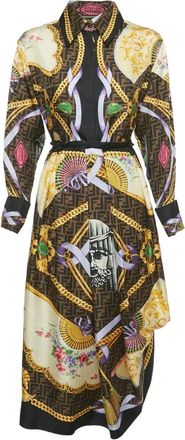 Fendi Set camicia e gonna Barocco con stampa x Versace - Marrone