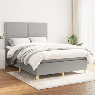 vidaXL Vidaxl - Cama Box Spring Con Colch&oacute;n Tela Gris Claro 140x200 Cm