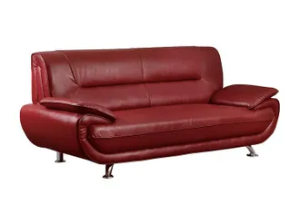 Vente-Unique Divano 3 Posti In Similpelle Rosso - Nigel