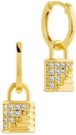 Sterling Forever Lilian Cubic Zirconia Lock Hoop Earrings in Gold at Nordstrom Rack