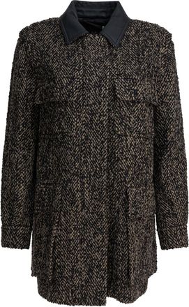 Max Mara Tweed Wool Coat Jackets And Coats Marrone-Donna