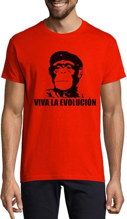 Generic Viva La Evolucion Funny Chimp Art Crew Neck Mens T-Shirt Red Medium