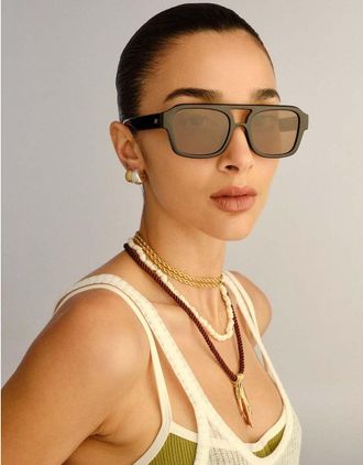 Le Specs Subzero - Occhiali da sole modello aviatore nero marrone