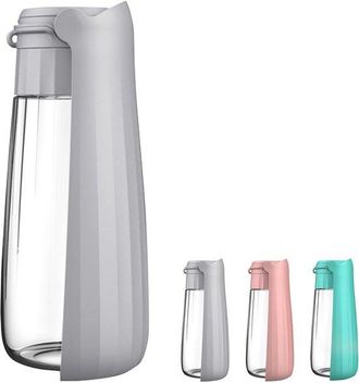 OEM Botella De Agua Port&aacute;til Para Perros, 532 Ml (19 Oz), A Prueba De Fugas, Con Cuenco Y Vaso Para Beber, Color Gris