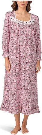 Eileen West Cotton Woven Lawn 50 Ballet Long Sleeve Nightgown Womens Clothing White Ground Holiday Ditsy : SM