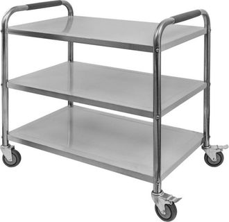 OEM Carrito De Servicio Mega-m Standard De 3 Estantes En Acero Inoxidable An.-90 Cm Pr.-50 Cm Al.-90 Cm N