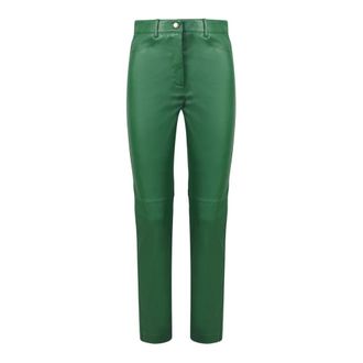 Blanca Vita Groene Cropped Skinny Broek Stijlvol - Dames - Slim Fit Broeken - Groen - S - Leer - Broeken