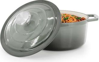 MegaChef 2.7 Quart Round Enameled Cast Iron Casserole in Gray at Nordstrom