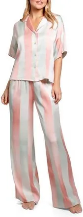 Midnight Bakery Ombr&eacute; Stripe Button-Up Top & Pants Pajamas in Mint at Nordstrom Rack, Size X-Large