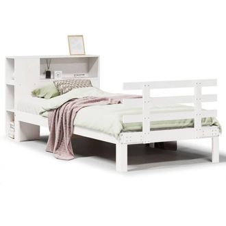 Berkfield Home Bookcase Bed Frame White 75x190 cm Small Single Solid Wood Pine