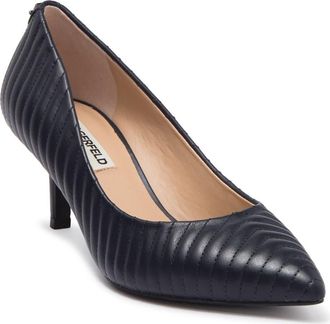 Karl Lagerfeld Rosette Quilted Pointed Toe Pump in Midnight at Nordstrom Rack, Size 6.5