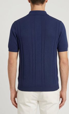 Brunello Cucinelli Textured Cotton Polo - Blue
