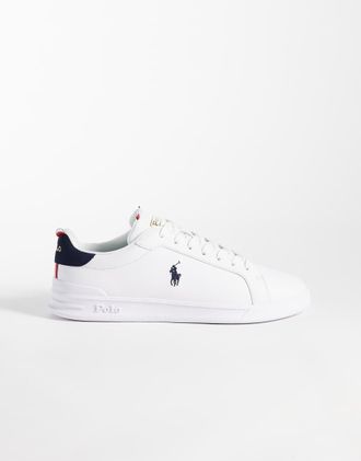 Polo Ralph Lauren Icon - Sneakers alte stringate bianche/blu navy con logo-Bianco