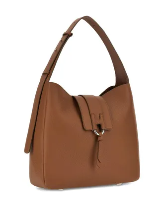 Hogan Pebble Grain Leather Shoulder Bag - Brown
