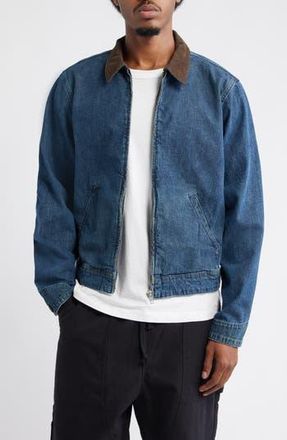 BDG Denim Harrington Jacket with Corduroy Collar in Denim Blue at Nordstrom Rack, Size X-Large