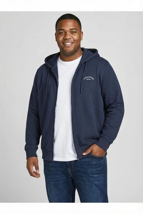 Jack & Jones Plus Size Kapuzensweatjacke JJCOLLEGE LOGO SWEAT ZIP HOOD PLS, Herren, Gr. 4XL, navy blazer, Sweatware, Obermaterial: 80% Baumwolle, 20% Polyester, JACK & JONES