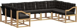 vidaXL Conjunto De Sof&aacute;s De Exterior 9 Uds. Blanco Y Negro Vidaxl