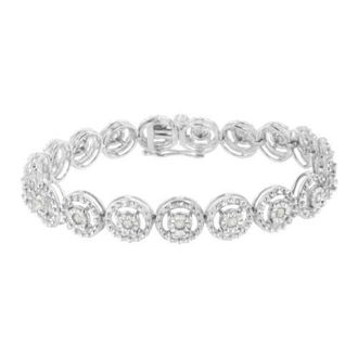House of Brilliance Silver 1.0 Cttw Diamond Nested Circle Miracle Set Open Wheel Link Bracelet in White at Nordstrom