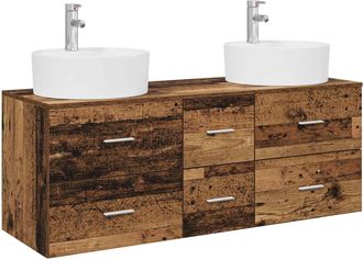 vidaXL Juego De Muebles De Ba&ntilde;o 3 Uds. Madera Envejecida Vidaxl