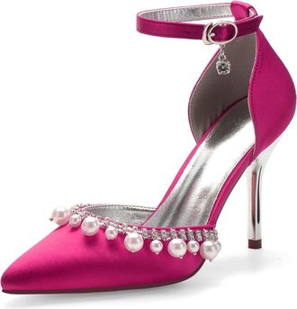 Miyoopark Wedding Shoes for Bride Ankle Strap Evening Pumps for Women M525 Rose UK 5.5