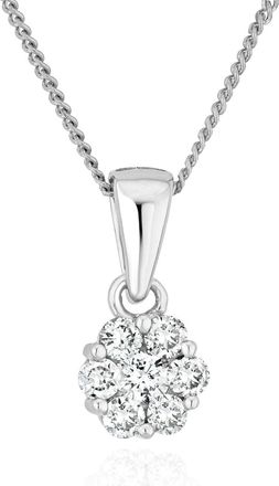The Diamond Store Lab Diamond Cluster Pendant Necklace 0.25ct H/Si in 9K White Gold