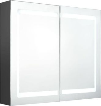 vidaXL Armario de baño con espejo y LED gris 80x12x68 cm vidaXL