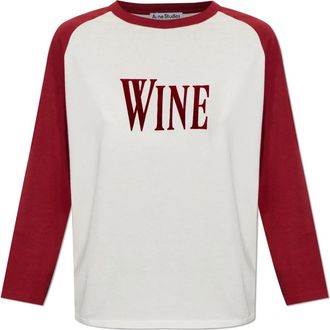 Acne Studios Wijn grafisch T-shirt - Dames - Longsleeves - Rood - M/L - Katoen - Tops