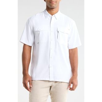 Faherty Shorelite Air Short Sleeve Performance Button-Up Shirt in Pure White at Nordstrom Rack, Size Xx-Large