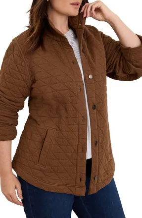 Nic+Zoe Quilted Knit Jacket in Saddle at Nordstrom, Size 3X