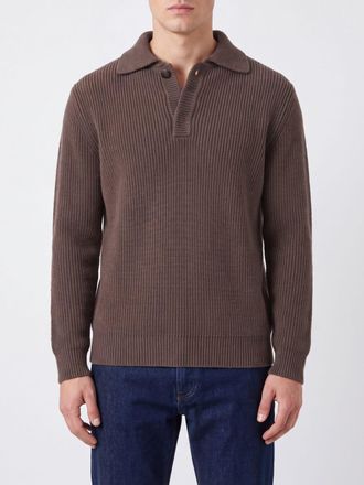 Ballantyne Polo slim fit in lana a maniche lunghe
