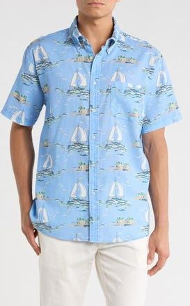 Brooks Brothers Boat Print Button-Up Shirt in Vista Sail Boat at Nordstrom Rack, Size Xx-Large