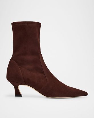 Stuart Weitzman 50mm Vinnie Suede Stretch Booties