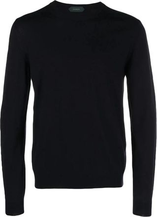 Zanone Blauwe Sweaters voor Heren - Heren - Ronde hals truien - Blauw - 3XL - Wol - Truien & Vesten