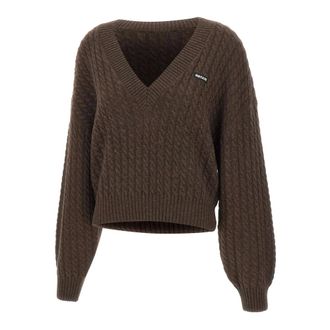 Rotate Knit V-neck Jumper - female - ROTATE Birger Christensen - V-neck Knitwear - Brown - XS - Knitwear
