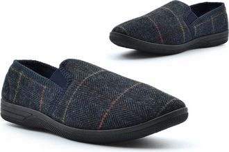Generic Mens Slippers Size 6 Boys Slippers Size 13 Slip On Slipper Carpet Large Slipper Twin Gusset Herringbone Textile Upper Slip in Sizes 6-14 Navy Blue 6 U