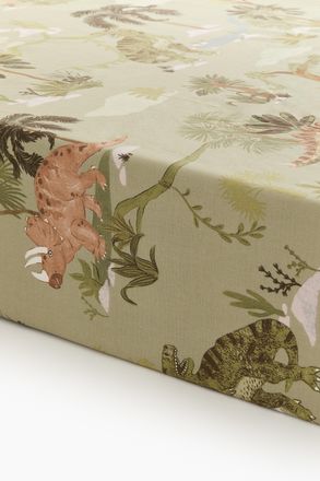 H&M Gemustertes Spannbettlaken aus Baumwolle - Green