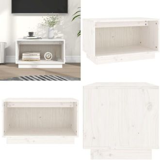 vidaXL Mobile Porta TV Bianco 60x35x35 cm in Legno Massello di Pino - Mobile TV - Mobile TV in pino