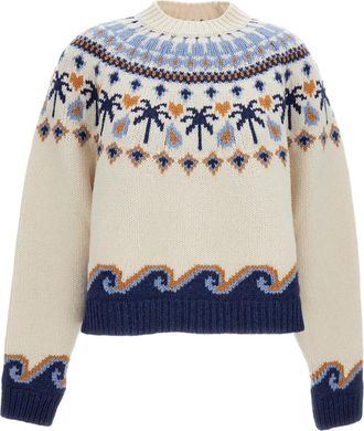 Alanui Nordic-Inspired Jacquard Knit Sweater with Ribbed Finish