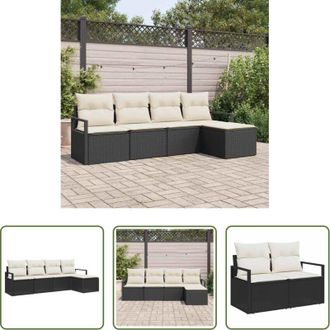 vidaXL Divani esterni - Set di divani 5 pcs Nero polyrattan