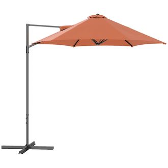 OUTSUNNY 2.5M Offset Roma Patio Umbrella W/ 360&deg; Rotation - Orange | TJ Hughes