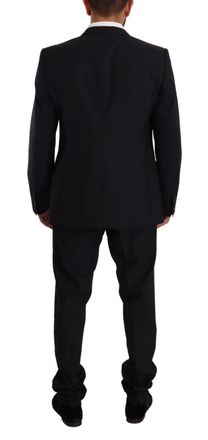 Dolce & Gabbana Mens Blue Gold Wool Single Breasted 2 Piece Suit Virgin Silk