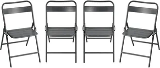 Sweeek Set of 4 folding steel garden chairs Anthracite 44.3x49x79.7 cm - Amelia