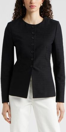 Nordstrom Collarless Textured Jacket in Black at Nordstrom, Size Xx-Small