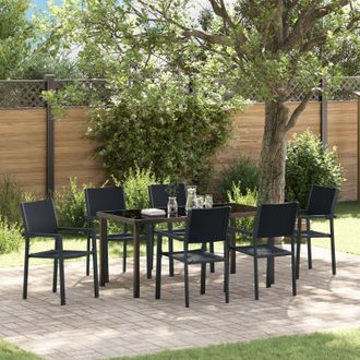 Berkfield Home 7 Piece Garden Dining Set Black Poly Rattan