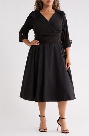 Jessica Howard Rhinestone Cuff Cocktail Dress in Black at Nordstrom, Size 22W