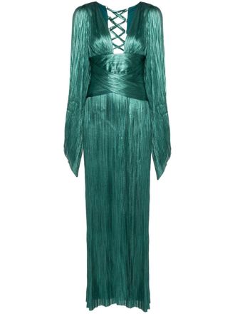 Maria Lucia Hohan Alana pliss&eacute; silk gown - women - Silk/Nylon/Spandex/Elastane - 34 - Green