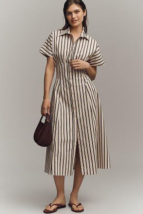 Exquise Raina Short-Sleeve Midi Shirt Dress