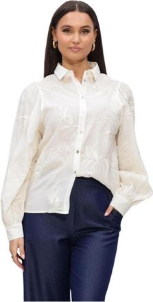 Nukus Avy Blouse Embroidery - Dames - Overhemden - Beige - 2XL - Katoen - Overhemden