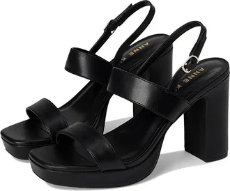 Anne Klein Zaya Womens Wedge Shoes Black Smooth : 9.5 M, Leather/Rubber